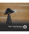 Lampe de table rechargeable V-Tac 3 en 1 - Noir, IP20, dimmable tactile