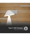 Lampe de table rechargeable V-Tac 3 en 1 - Blanc, IP20, dimmable tactile