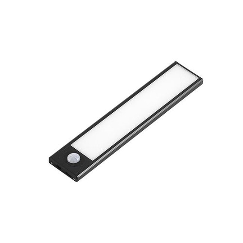 Éclairage d'armoire à batterie - 20 cm, noir, capteur PIR, rechargeable