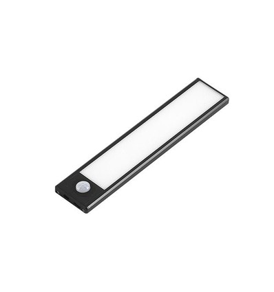 Éclairage d'armoire à batterie - 20 cm, noir, capteur PIR, rechargeable
