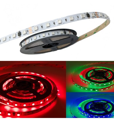Ruban LED RGBIC 5m 12W/m - 24V DC, IP20, 60 LED par mètre