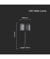 Lampe de table V-Tac rechargeable CCT - Noir, IP54, dimmable tactile, modèle mini