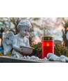 Bougie LED pour pierre tombale - Rouge, 12 cm de haut, IP44 extérieur, à piles