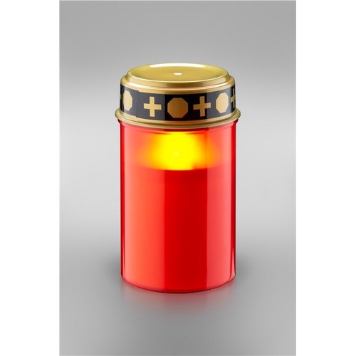 Bougie LED pour pierre tombale - Rouge, 12 cm de haut, IP44 extérieur, à piles