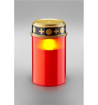 Bougie LED pour pierre tombale - Rouge, 12 cm de haut, IP44 extérieur, à piles