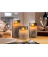 Lot de 3 bougies LED en cire grises dans verre - Batterie, fonction minuterie