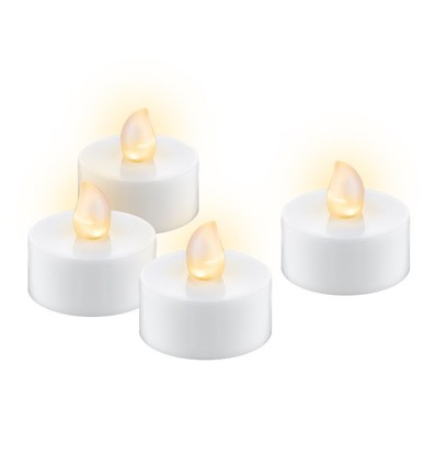 Lot de 4 bougies LED chauffe-plat avec minuterie - Fonction minuterie, à piles