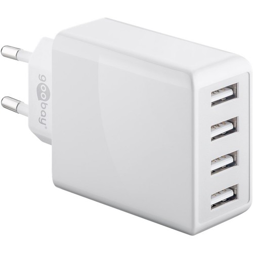 Chargeur USB Goobay 30W, 4 ports - USB-A, blanc