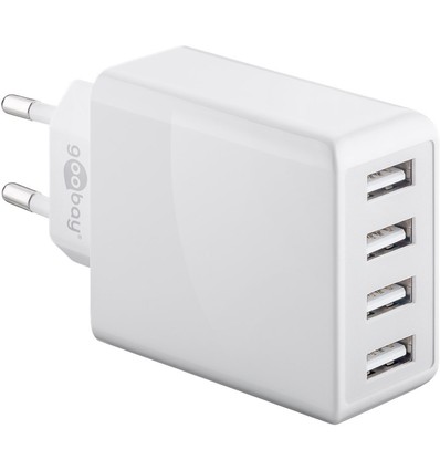 Chargeur USB Goobay 30W, 4 ports - USB-A, blanc