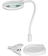 Lampe loupe LED 6W avec col de cygne - Blanc, lampe de bureau, pince et pied