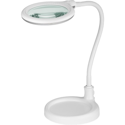 Lampe loupe LED 6W avec col de cygne - Blanc, lampe de bureau, pince et pied