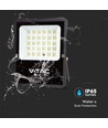 Projecteur LED Solaire 20W - IP65, noir, avec panneau solaire et télécommande