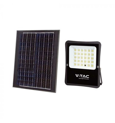 Projecteur LED Solaire 20W - IP65, noir, avec panneau solaire et télécommande