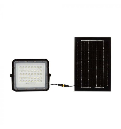 Projecteur LED Solaire 6W - IP65, noir, avec panneau solaire, télécommande, batterie intégrée