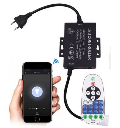 Variateur WiFi Smart Home 230V - Incl. bouchon de fin, pour 230V (Type X-2), fonction mémoire, max 80 m