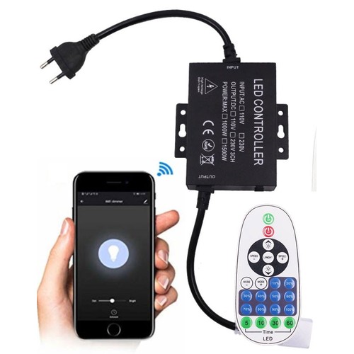 Variateur WiFi Smart Home 230V - Incl. bouchon de fin, pour 230V (COB), fonction mémoire, max 80 m