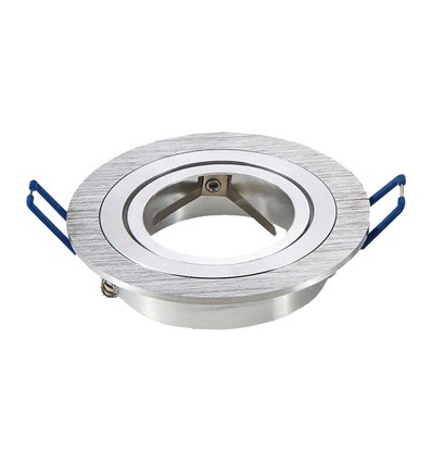 Kit Downlight MR16 ou GU10 - Sans source lumineuse, aluminium brossé, Perçage : Ø7,5 cm, Dimensions : Ø9,1 cm