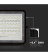 Projecteur LED Solaire 15W - IP65, noir, avec panneau solaire, télécommande, batterie intégrée