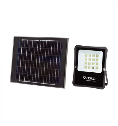 Projecteur LED Solaire 12W - IP65, noir, avec panneau solaire et télécommande