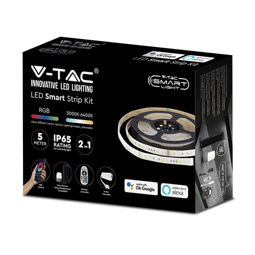 Kit de bande LED V-Tac 4W/m RGB+CCT - 5m, 60 LED par mètre, IP65
