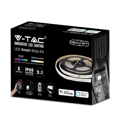 Kit de bande LED V-Tac 4W/m RGB+CCT - 5m, 60 LED par mètre, IP65