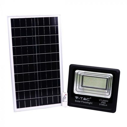 Projecteur LED Solaire 40W - IP65, noir, avec panneau solaire et télécommande