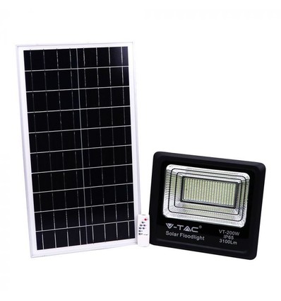 Projecteur LED Solaire 40W - IP65, noir, avec panneau solaire et télécommande