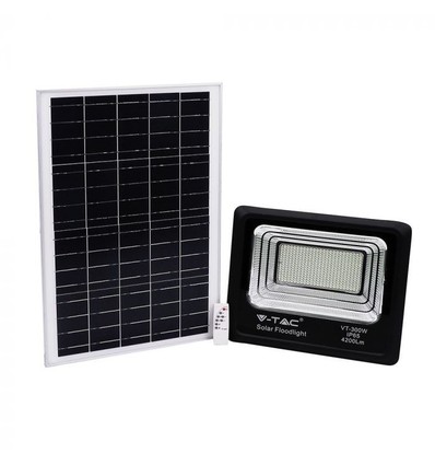 Projecteur LED Solaire 50W - IP65, Noir, lampe de travail, avec panneau solaire et télécommande