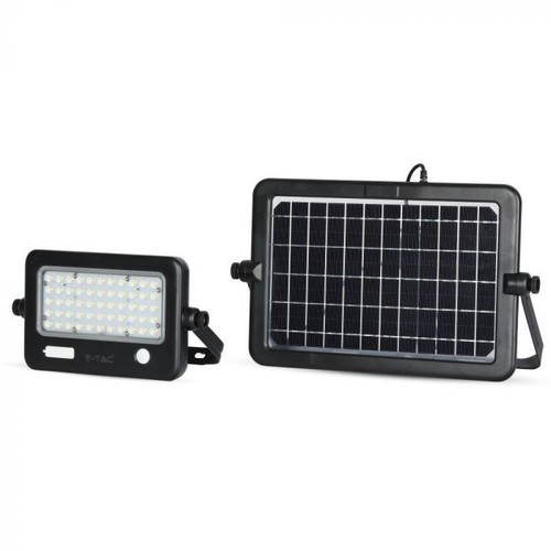 Projecteur LED Solaire 10W - IP65, noir, avec panneau solaire et détecteur