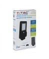 V-Tac Lampadaire solaire LED 15W - Noir, avec panneau solaire, capteur, IP65