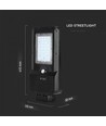 V-Tac Lampadaire solaire LED 15W - Noir, avec panneau solaire, capteur, IP65