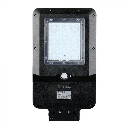 V-Tac Lampadaire solaire LED 15W - Noir, avec panneau solaire, capteur, IP65