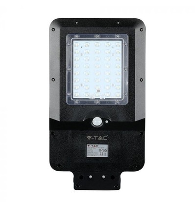 V-Tac Lampadaire solaire LED 15W - Noir, avec panneau solaire, capteur, IP65