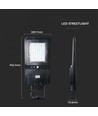 V-Tac Lampe de rue solaire LED 40W - Noir, avec panneau solaire, télécommande, capteur, IP65