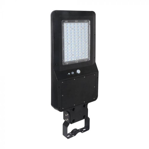 V-Tac Lampe de rue solaire LED 40W - Noir, avec panneau solaire, télécommande, capteur, IP65
