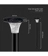 V-Tac Lampe de jardin solaire LED 15W - Noir, Ø25,7 cm, panneau solaire, capteur, IP65