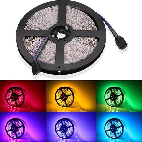 Ruban LED RGB 5m 4,8W/m résistant aux éclaboussures - 12V DC, IP65, 30 LED par mètre