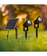 V-Tac 2x1,2W Lampes solaires de jardin LED - Noir, avec piquet, IP65