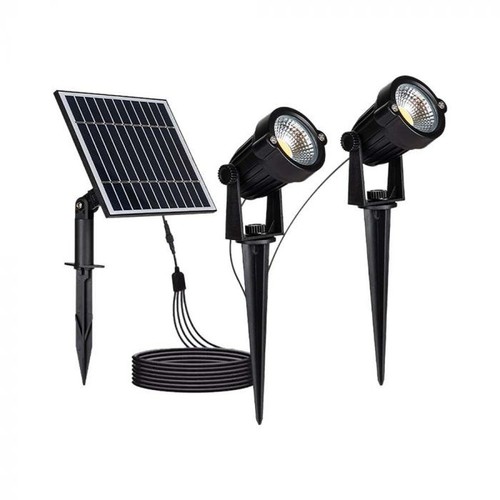 V-Tac 2x1,2W Lampes solaires de jardin LED - Noir, avec piquet, IP65