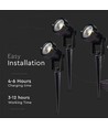 Lampes solaires de jardin V-Tac 3x1,2W LED - Noir, avec piquet, IP65