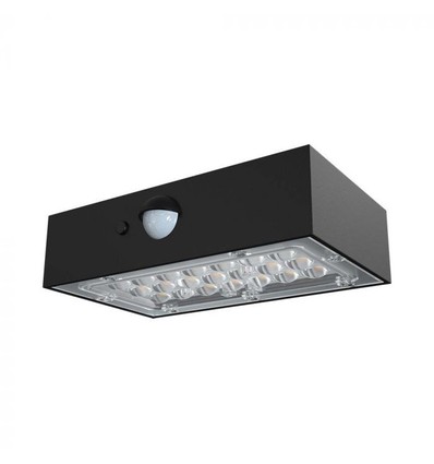 Applique solaire LED 3W - IP65, noir, détecteur