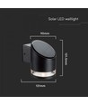 Applique murale LED 1W - IP54, ronde, noire, solaire