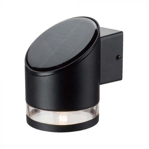 Applique murale LED 1W - IP54, ronde, noire, solaire