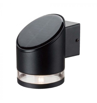 Applique murale LED 1W - IP54, ronde, noire, solaire