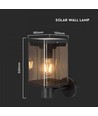 Applique murale LED 2.5W - IP54, noir, détecteur, solaire