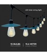 Guirlande lumineuse solaire V-Tac avec 15 ampoules de 0,2W - 15 mètres, IP44, source lumineuse incluse