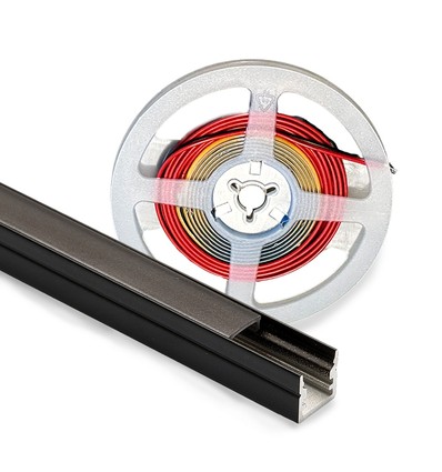Éclairage 120cm pour panneau acoustique, noir - Kit complet avec profilé alu et ruban LED COB