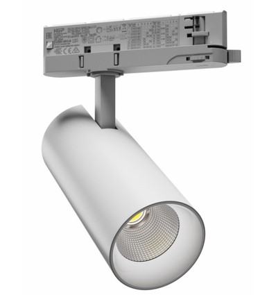Spot sur rail triphasé 27W RA90 - Blanc, deux angles de diffusion