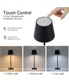 Lampe de table LED rechargeable intérieur/extérieur - Noir, tactile dimmable, CCT, IP54 extérieur