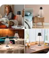 Lampe de table LED rechargeable intérieur/extérieur - Noir, tactile dimmable, CCT, IP54 extérieur